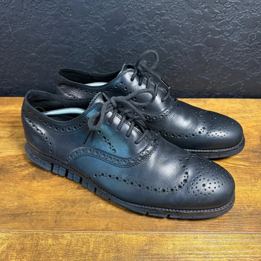 Cole Haan Zerogrand C20719 Black Leather Wingtip Oxford Mens Size 12M